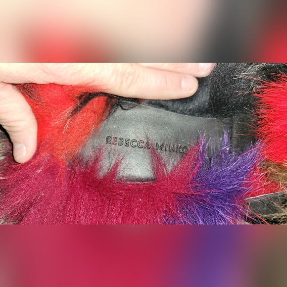 NEW Rebecca Minkoff Roree Fur Mule REAL RABBIT SLIDE Sz 9.5 - Picture 3 of 4